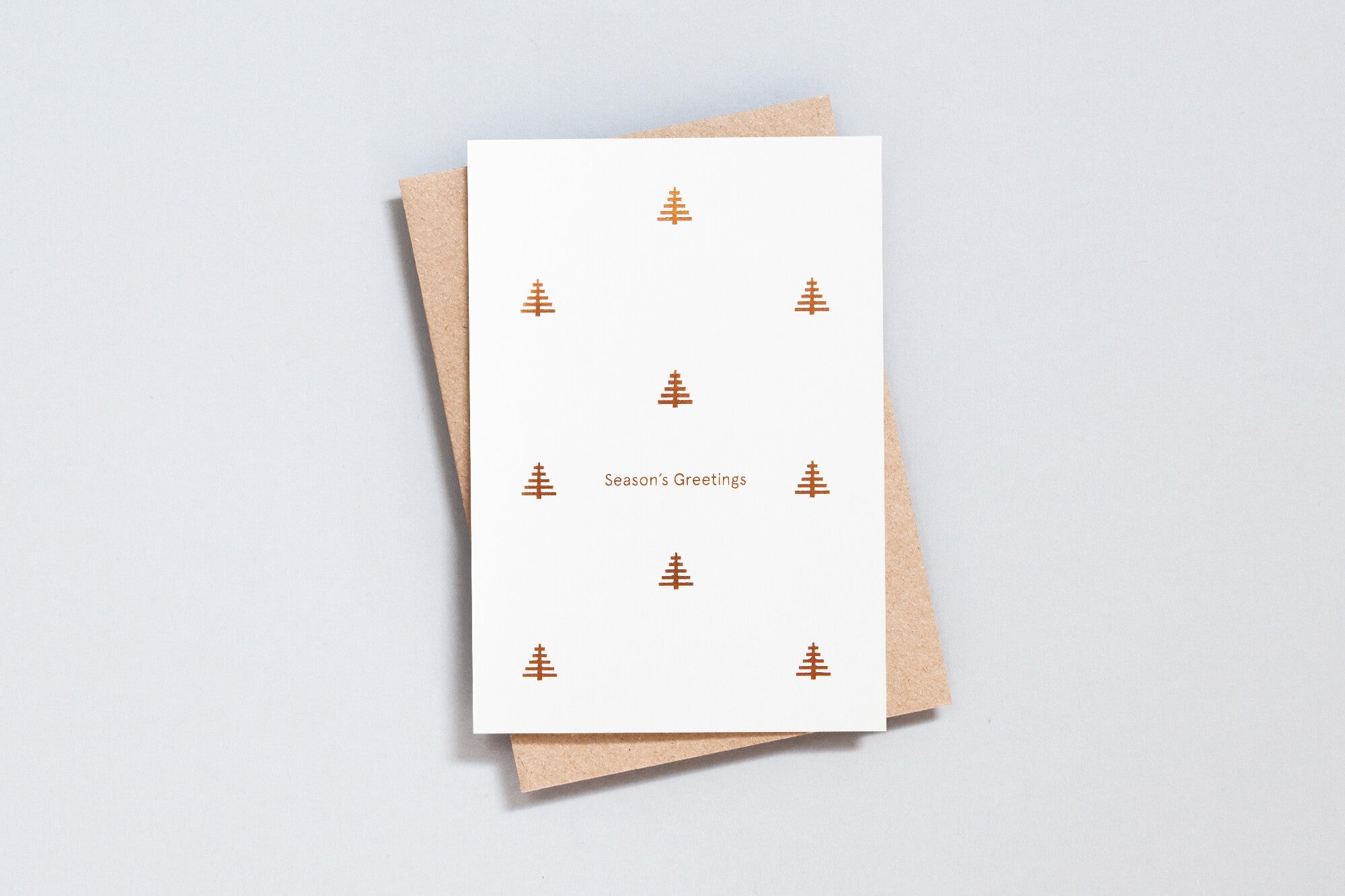 Season's Greetings - Tree Motif Card | Copper on Recycled Natural | Foil Blocked | by Ola - Lifestory - ola