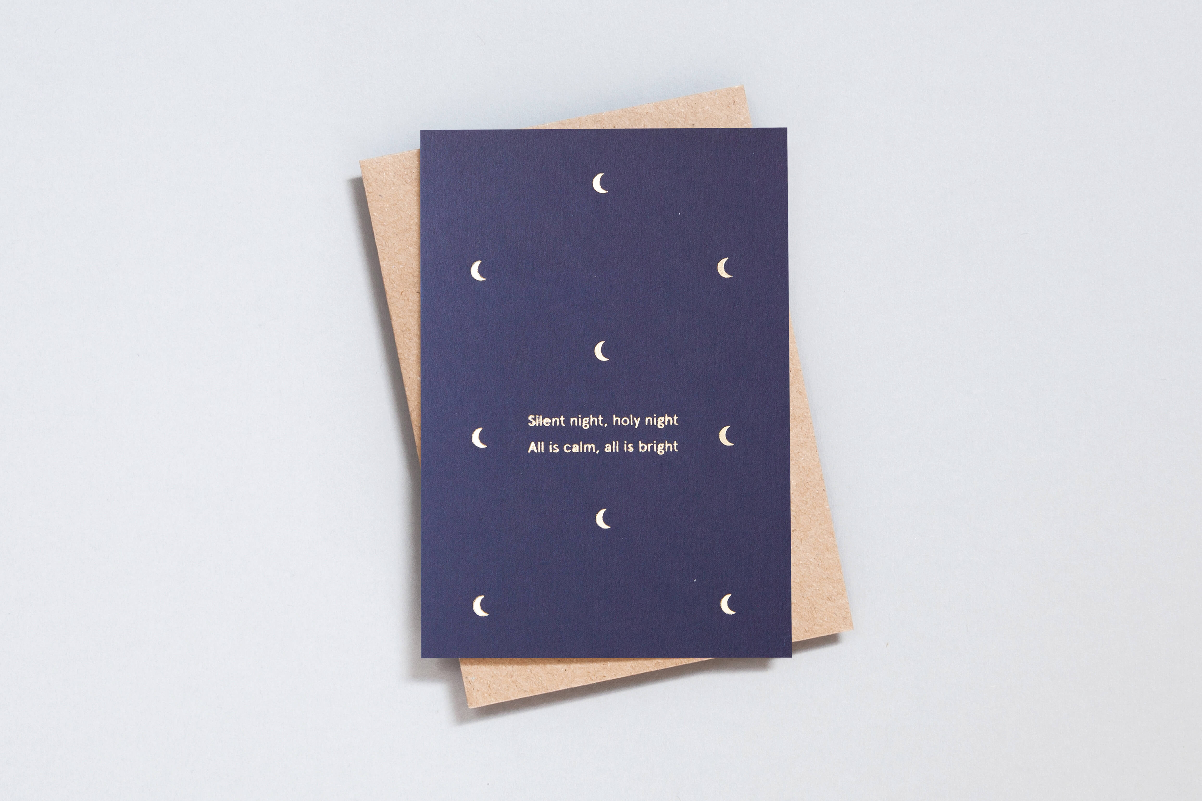 Silent Night Card | Brass on Navy | Foil Blocked | by Ola - Lifestory - ola