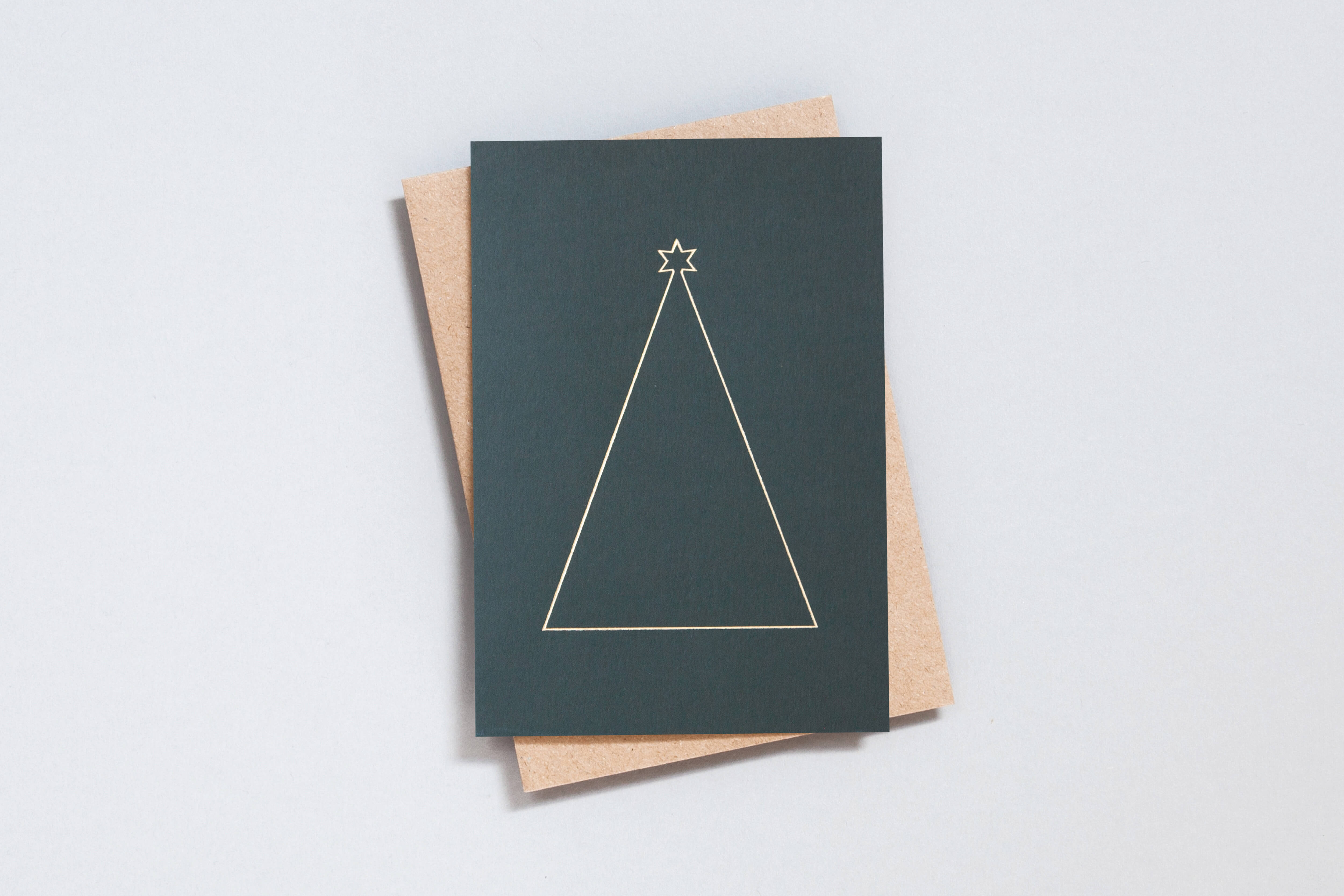 Simple Tree Card | Brass on Green | Foil Blocked | by Ola - Lifestory - ola