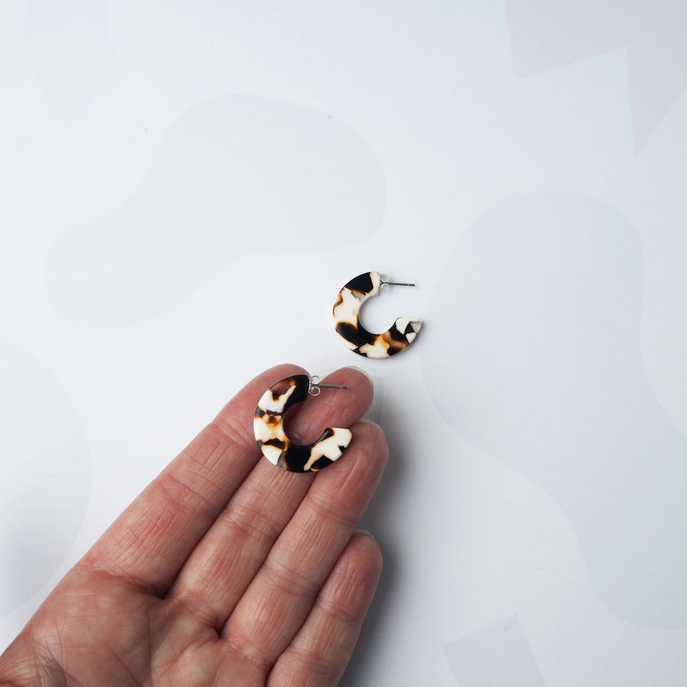 Umber & Winter White Mini Hoop Earrings by Custom Made - Lifestory - Custom Made