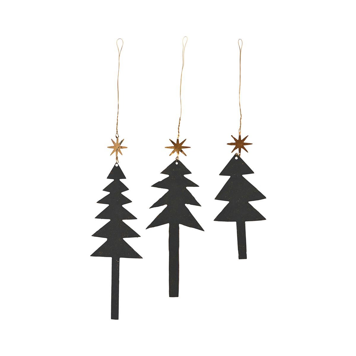 Black Tree Ornament with Gold Star | Set of 3 - Lifestory